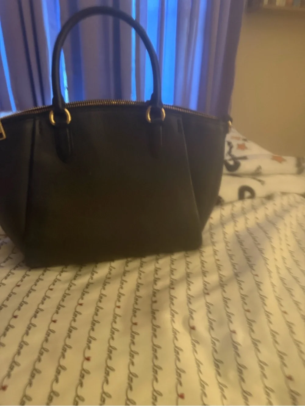 Coach Black Leather Shoulder Tote with Gold Hardware